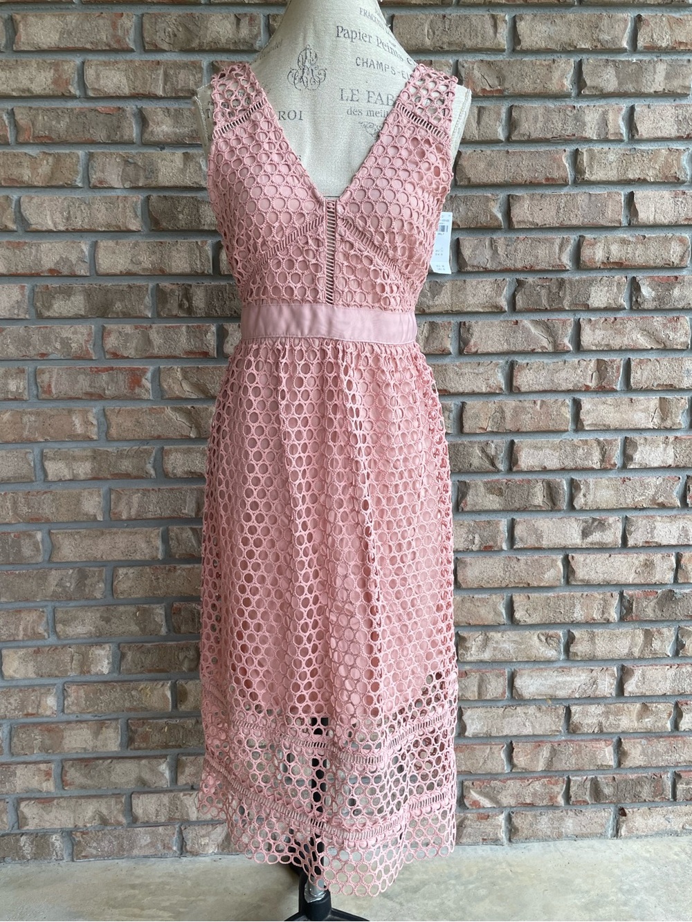 Abercrombie & Fitch Dusty Pink Crochet Midi Dress NWT.